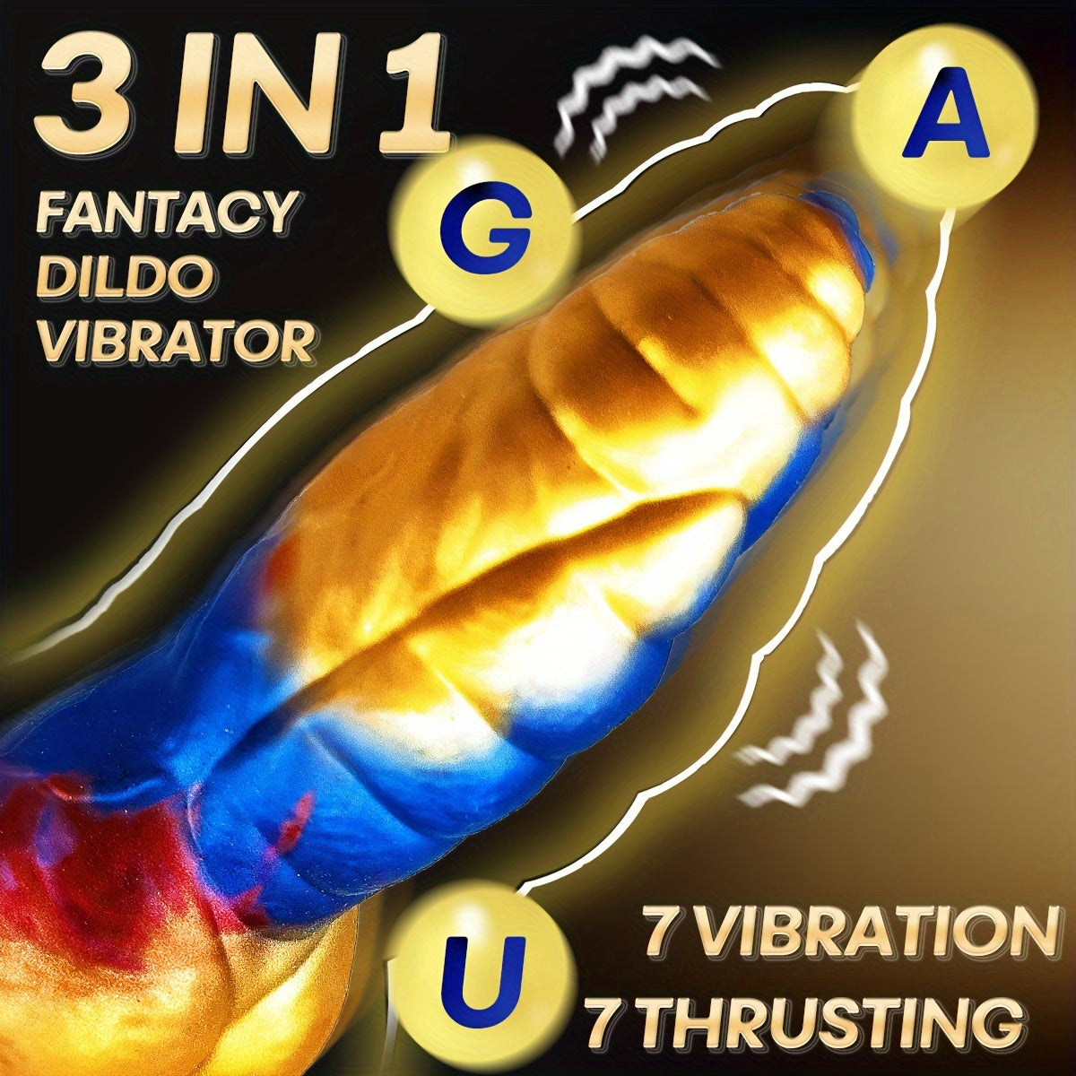 Monster Knot Dildo Vibrator — 3-in-1 Remote Control 23cm