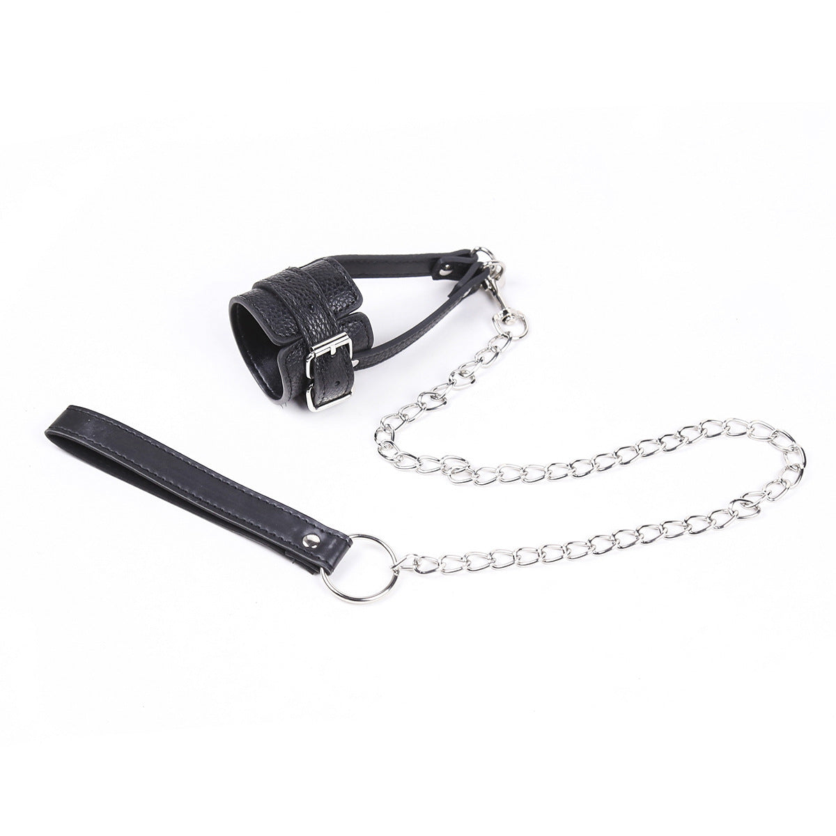 Adult SM Decompression Toy - Bondage Traction JJ Ring Penis Ring, Cock Ring with Adjustable Leather Sleeve Lock, Sperm Ring Collar, Elegant Silver Chain Design, Ideal for BDSM Play, BDSM Play Ring|Elegant Chain Design|Adjusta
