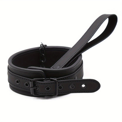 2-Security Locking Black PU Leather Dog Harness with Adjustable Straps & Metal Chains - Heavy Duty for Large Dogs, Panic Button Safety, Anti-Slip Design for Secure Control and Peace of Mind, Pet Safety Equipment, Reliable Buc