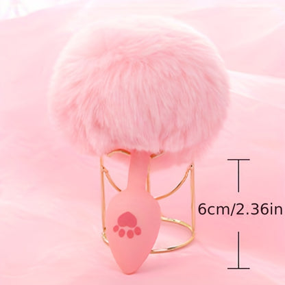 One Piece Cute Sexy Plush Pussy Tail Anal Plug Silicone Cat Paw Ass Plug, Fox Tail Animal Tail Dildo BDSM Cosplay Role Play Flirt Play, Sex Toys For Male Female