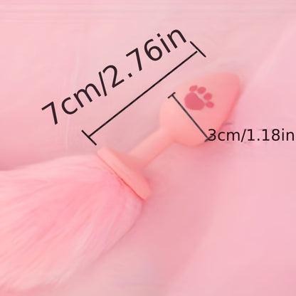 One Piece Cute Sexy Plush Pussy Tail Anal Plug Silicone Cat Paw Ass Plug, Fox Tail Animal Tail Dildo BDSM Cosplay Role Play Flirt Play, Sex Toys For Male Female