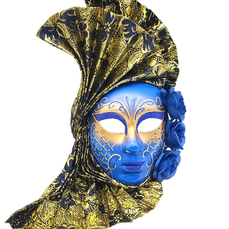 Hand-Painted Venetian Fan Masquerade Mask