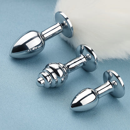 3pcs Detachable Fox Tail Metal Anal Plug, Three Types Plug Butt Plug, Cosplay Sex Games, Sex Toys For Men And Women