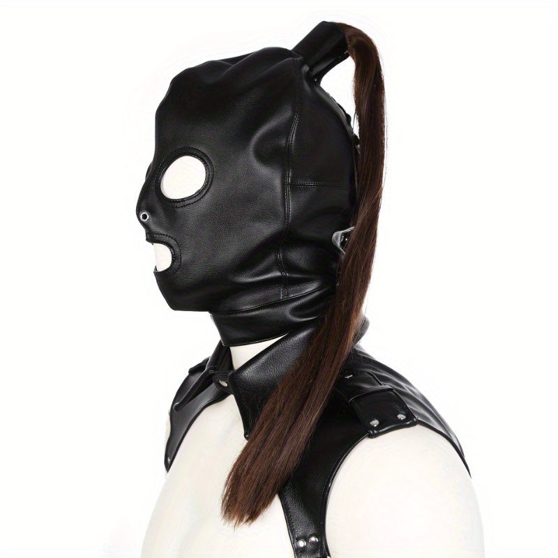 Faux Leather Tassel Costume Mask & Headpiece