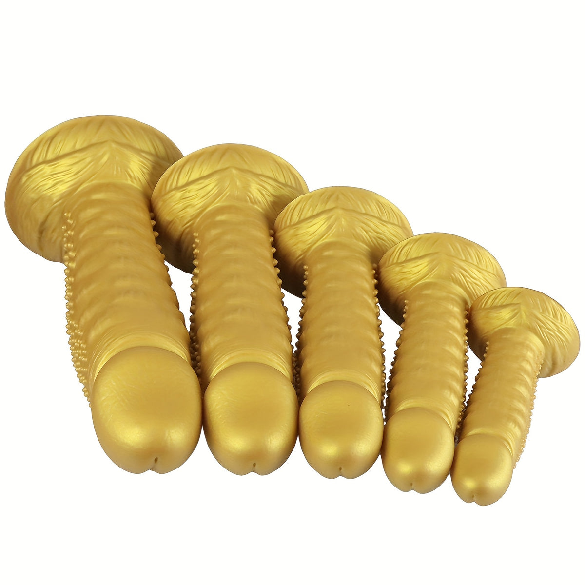 Golden Spiky Texture Dildo — 5 Sizes Anal and Vaginal