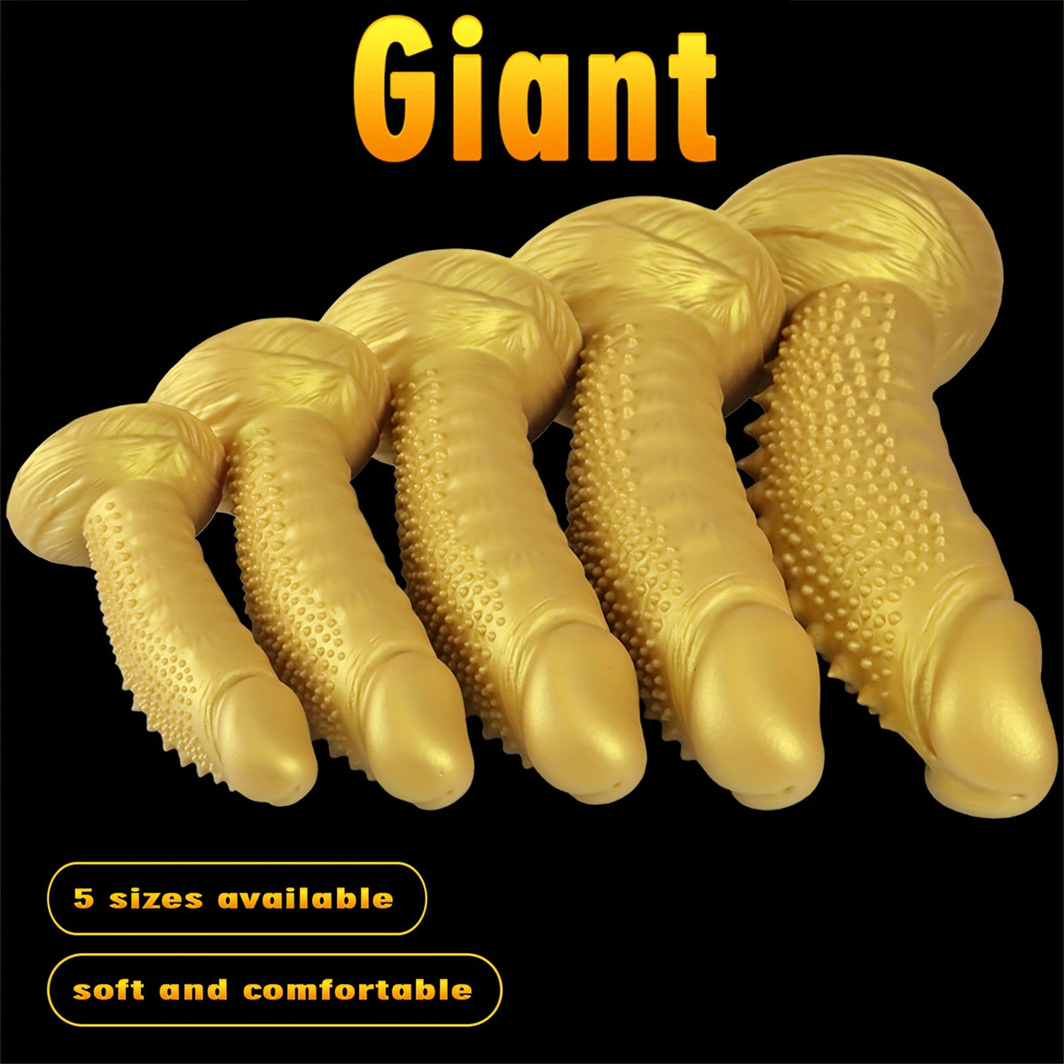 Golden Spiky Texture Dildo — 5 Sizes Anal and Vaginal