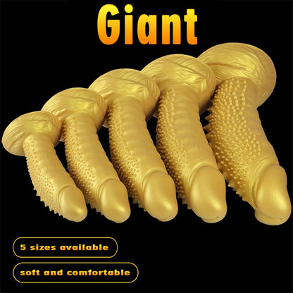Golden Spiky Texture Dildo — 5 Sizes Anal and Vaginal