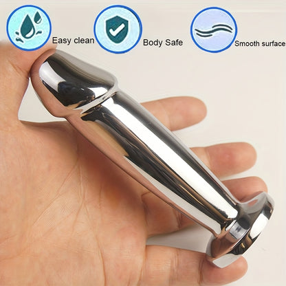Dildo - Penis Shape Metal Anal Plug Dildo with Jewel, Anus Butt Plugs, Analplug Buttplug Sex Toys, Prostate Stimulation