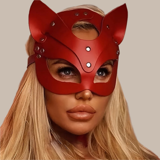 Gothic Punk Cat Ear Faux Leather Mask
