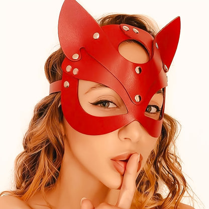 Gothic Punk Cat Ear Faux Leather Mask