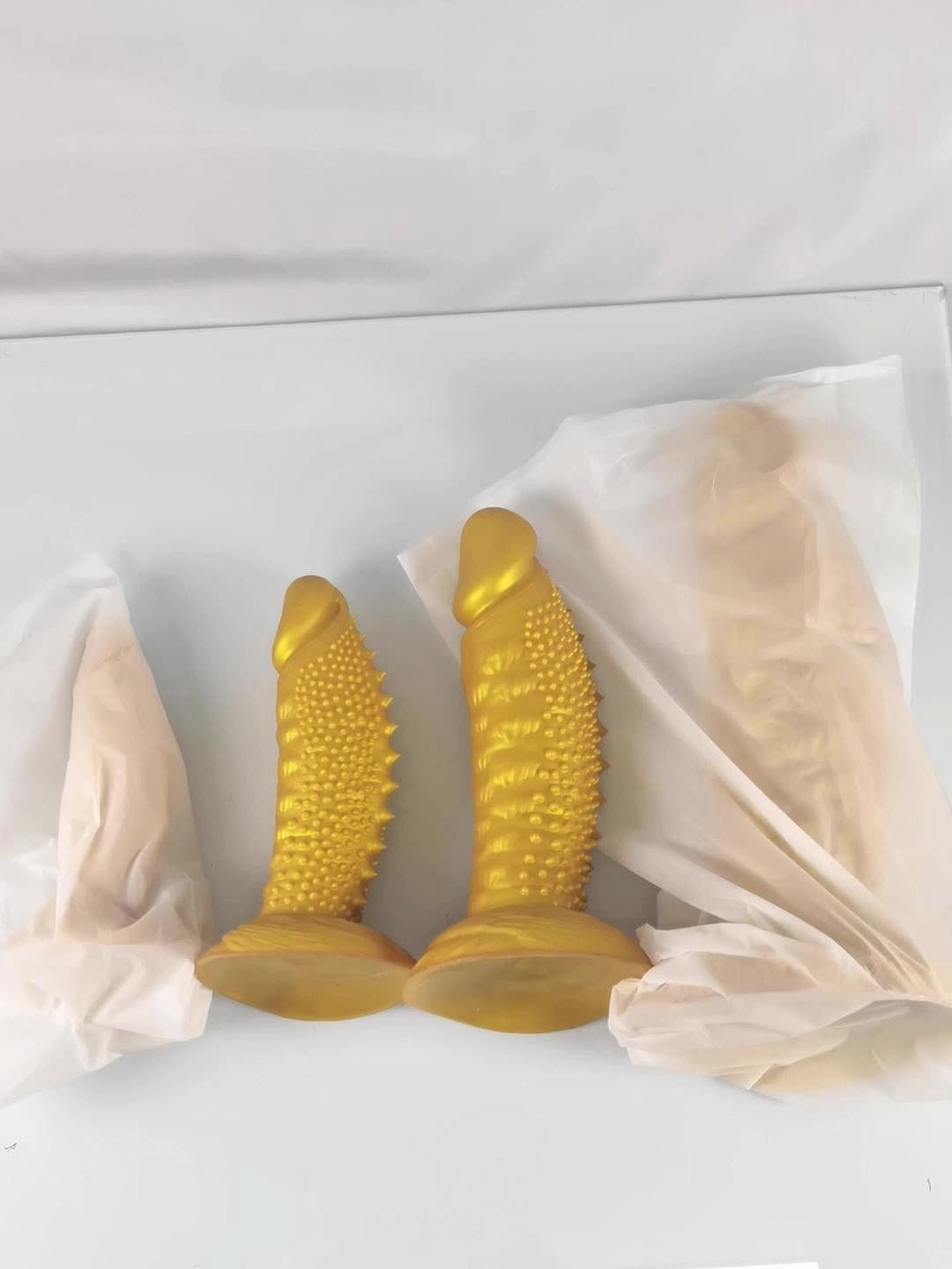 Golden Spiky Texture Dildo — 5 Sizes Anal and Vaginal