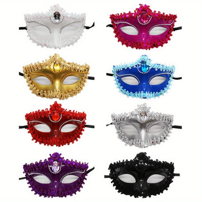 Rhinestone Princess Masquerade Mask 8-Pack