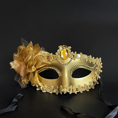 Lily Flower Rhinestone Half-Face Mask
