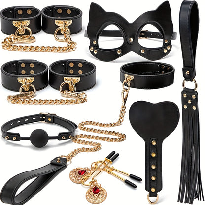 10-Piece Cat Ear Leather Couples Play Kit