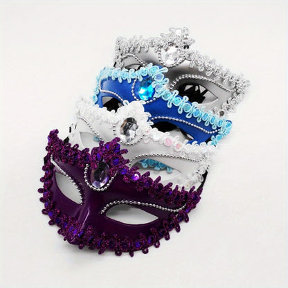 Rhinestone Princess Masquerade Mask 8-Pack