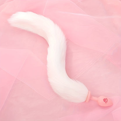 One Piece Cute Sexy Plush Pussy Tail Anal Plug Silicone Cat Paw Ass Plug, Fox Tail Animal Tail Dildo BDSM Cosplay Role Play Flirt Play, Sex Toys For Male Female